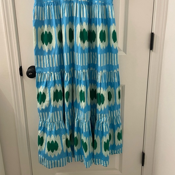 Oliphant Tuckernuck Tiered Hem V-Neck Maxi Midi Flutter Sleeve Dress Size Medium - Picture 4 of 11